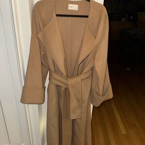 Nap Oversized Wool and Cashmere  Belted Coat in Camel